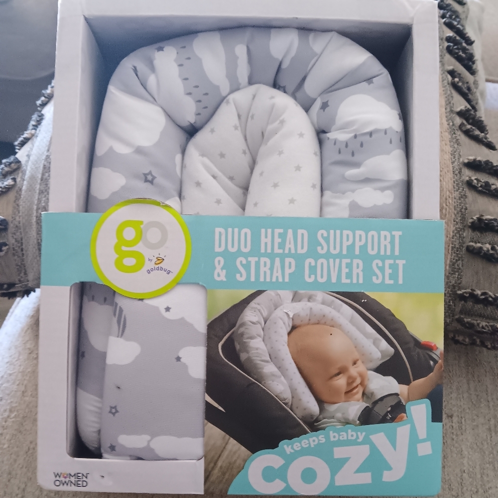 Go by Goldberg Duo Head Support & Strap Cover Set for babies. Woman Owned.